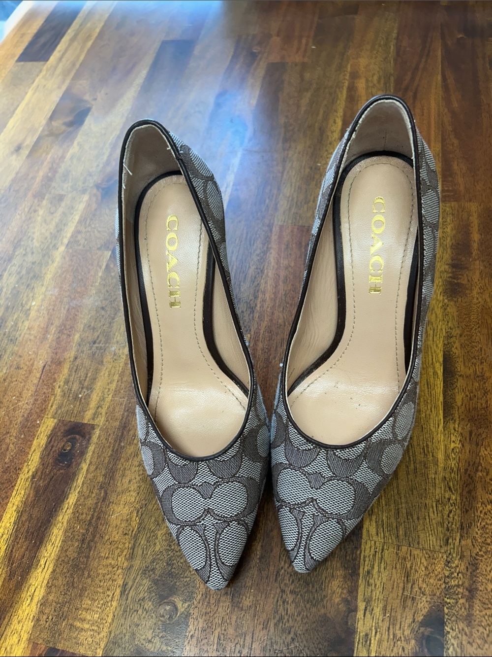 Coach Gray Signature Pointed-Toe Pumps